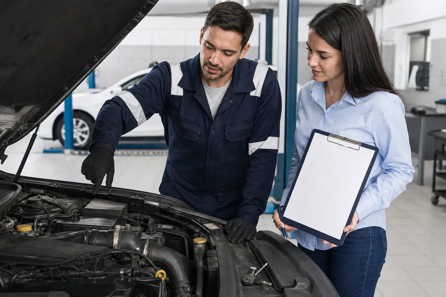 Despachante orientando cliente sobre cadastro de motor.